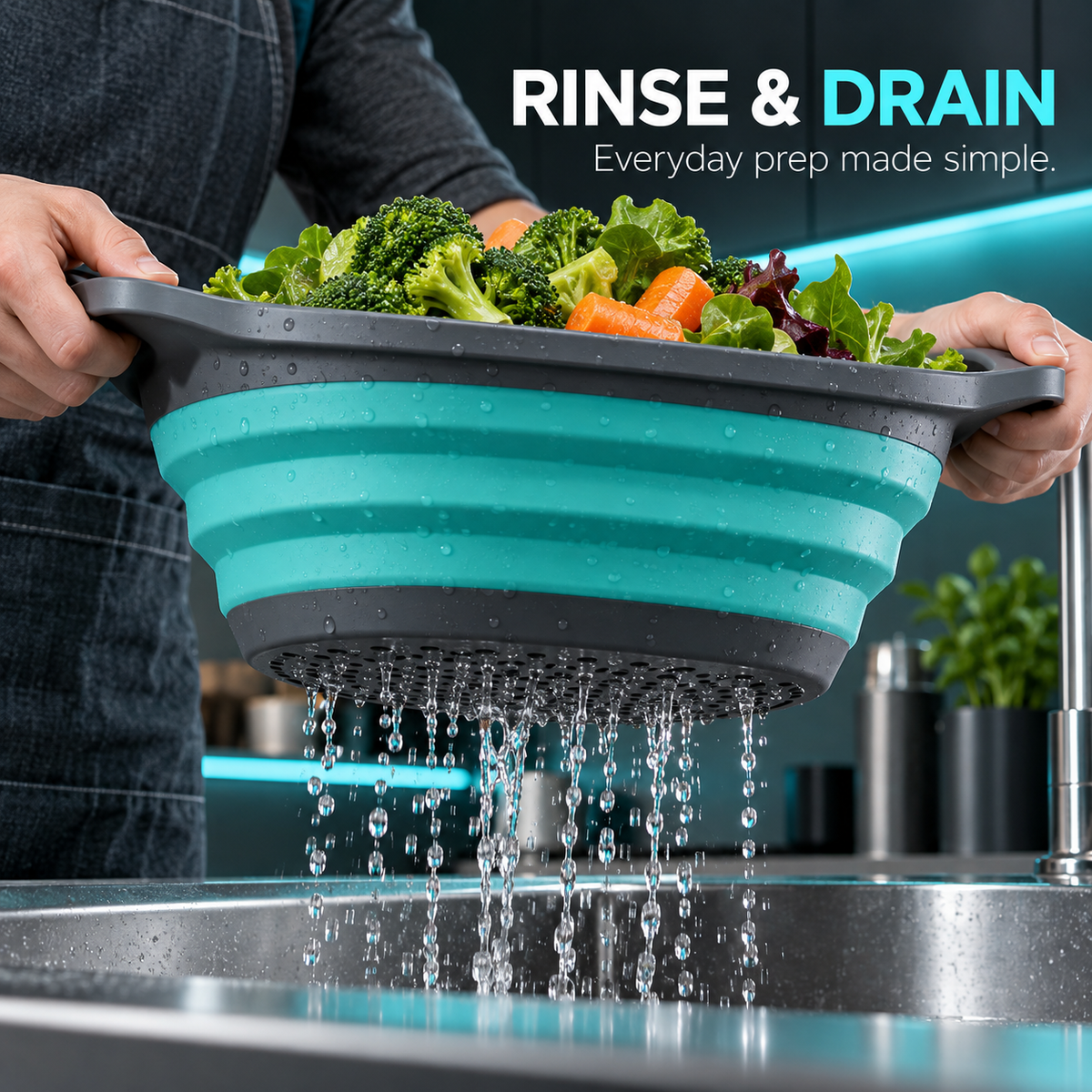 FLOOKIM® Collapsible Colander | Rinse, Drain & Store