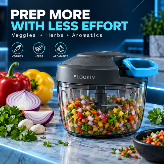 FLOOKIM® Manual Food Chopper | Pull-Cord Garlic & Veggie Prep