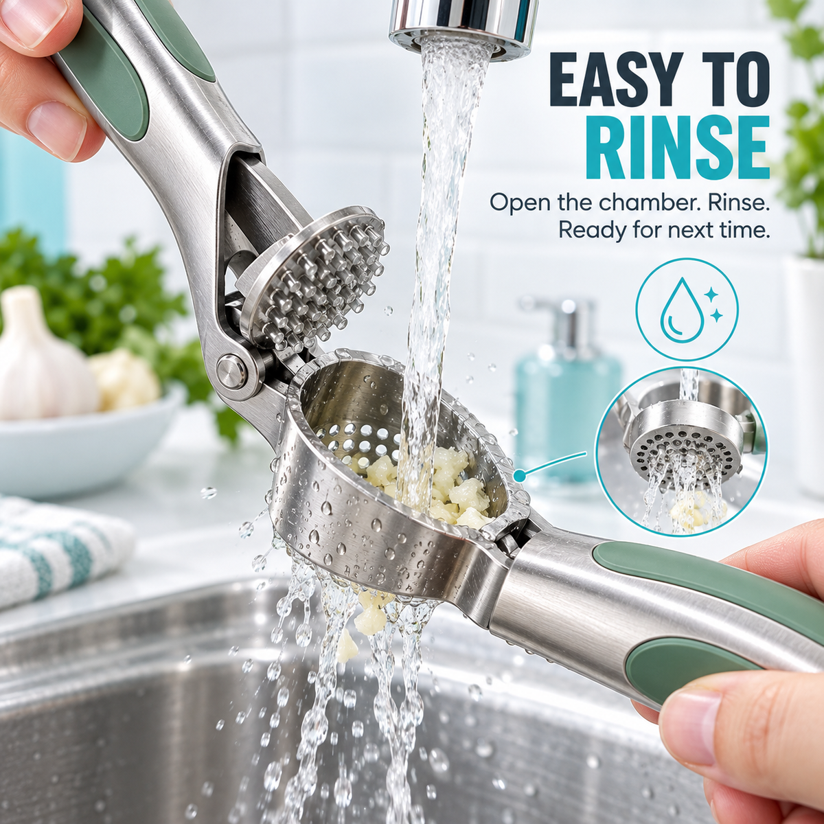 FLOOKIM® Garlic Press – Easy-Squeeze Stainless Steel Mincer