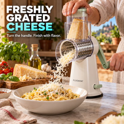 FLOOKIM® Rotary Grater – Hand-Crank Cheese & Veggie Shredder
