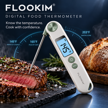 FLOOKIM® Digital Food Thermometer for Meat, Baking & BBQ