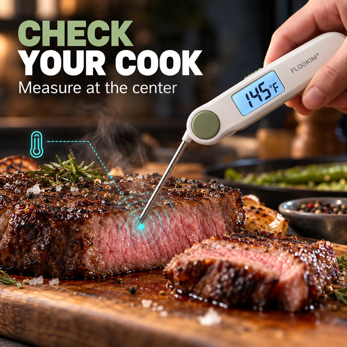 FLOOKIM® Digital Food Thermometer for Meat, Baking & BBQ