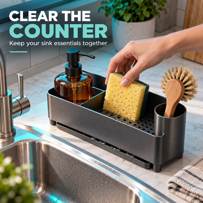 FLOOKIM® Sink Organizer | Sponge, Brush & Soap Caddy