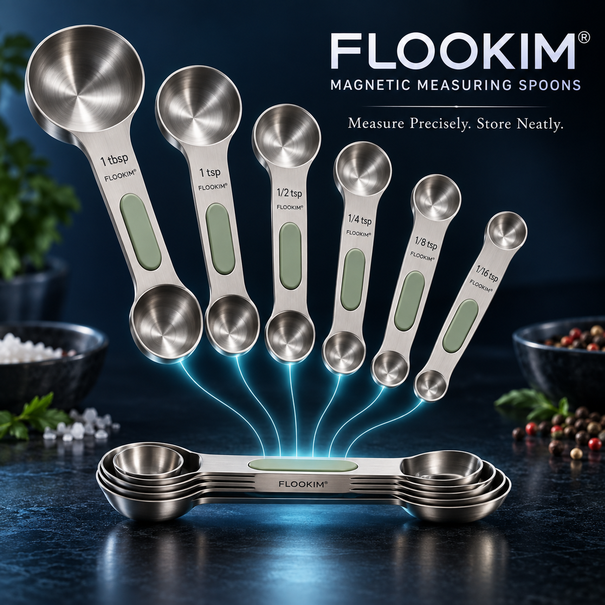 FLOOKIM® Magnetic Measuring Spoons | Bake & Store Neatly