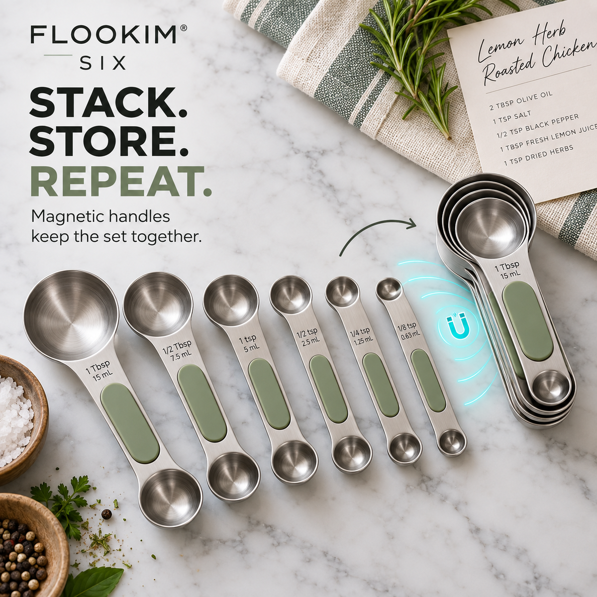 FLOOKIM® Magnetic Measuring Spoons | Bake & Store Neatly