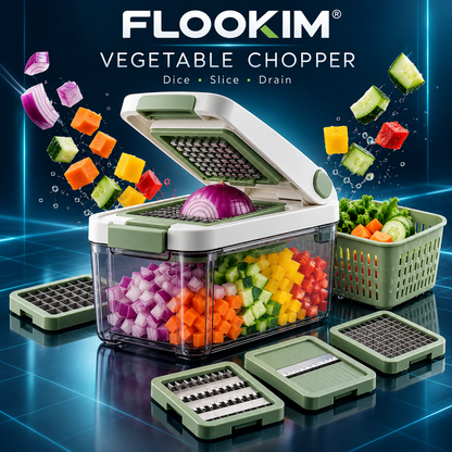FLOOKIM® Vegetable Chopper – Dice, Slice & Drain in One Tool